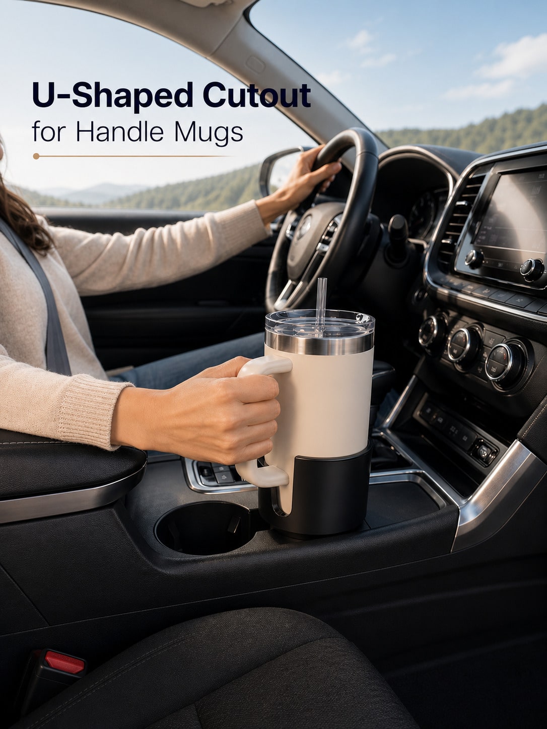Car Cup Holder Expander - 32-40온스 텀블러, 핸들 머그컵, 물병 홀더용
