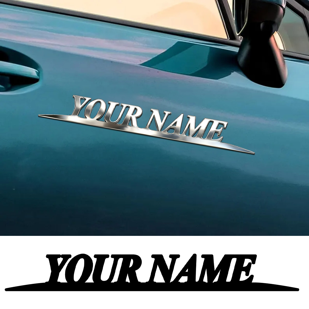 Car Accessories Gifts - 금속 트렌디 YOUR NAME 스티커 맞춤형