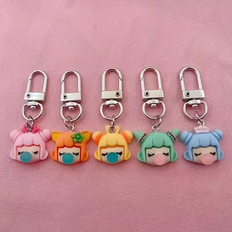 Car Accessories Gifts - 5개입 레진 소녀 열쇠고리, 가방 및