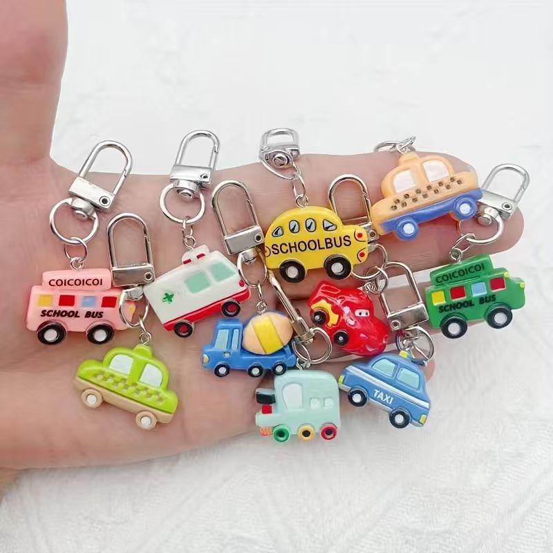 Car Accessories Gifts - 10개입 레진 만화 자동차 열쇠고리, 수하물