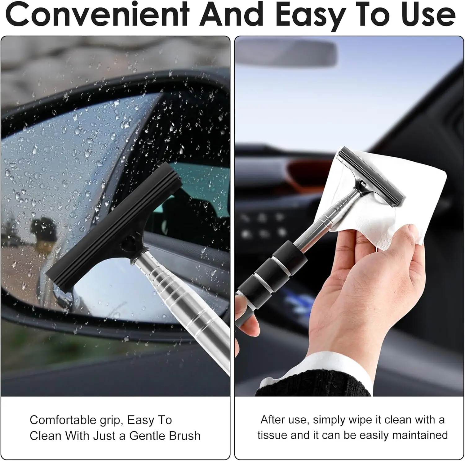 백미러 윈드스크린 와이퍼 접이식 휴대용 고무 스퀴지 청 - Car Accessories Gifts 리뷰 및 가격