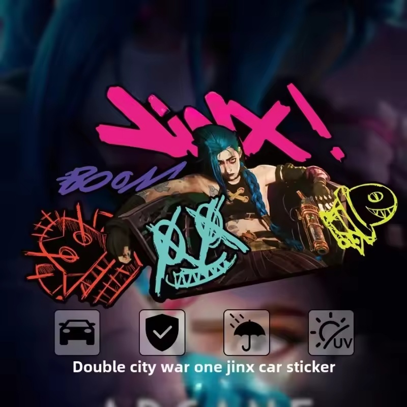 Arcane Jinx 그래피티 반사 자동차 스티커 전기 - Car Accessories Toy 리뷰 및 가격