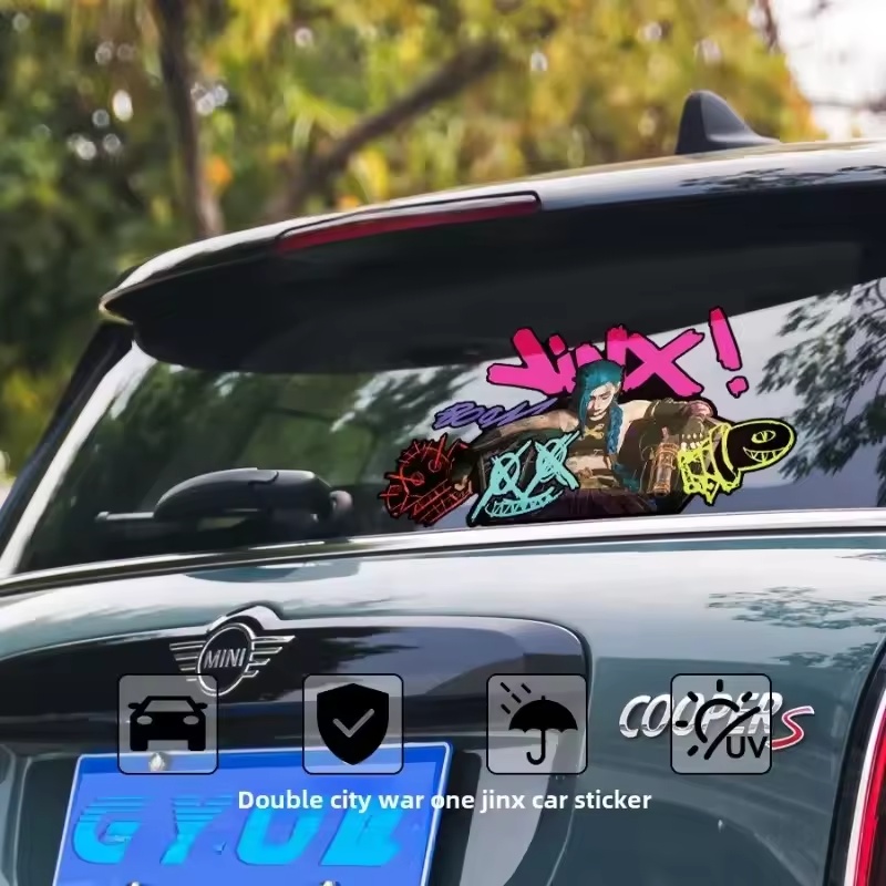 Arcane Jinx 그래피티 반사 자동차 스티커 전기 - Car Accessories Toy 리뷰 및 가격