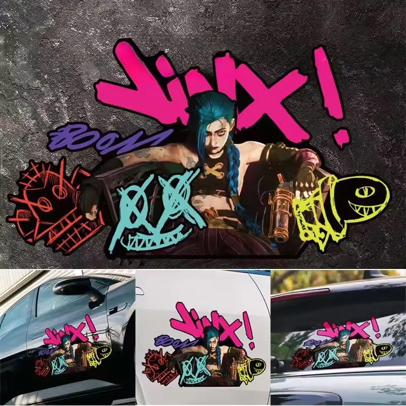 Arcane Jinx 그래피티 반사 자동차 스티커 전기 - Car Accessories Toy 리뷰 및 가격