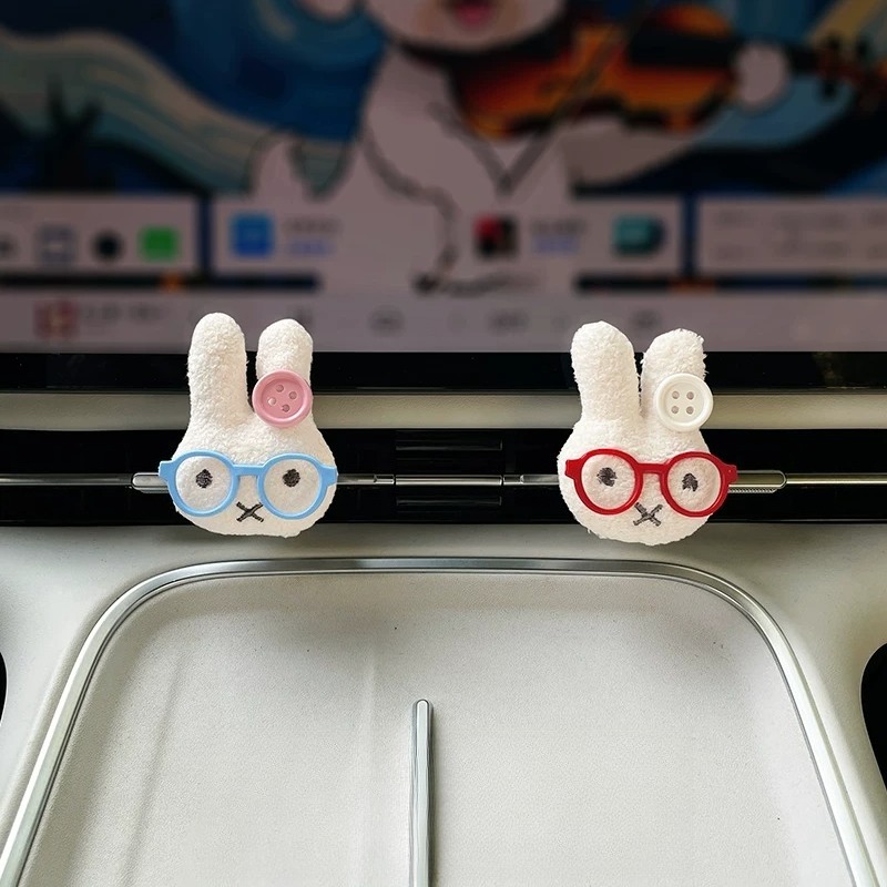 안경을 쓴 귀여운 토끼 자동차 에어벤트 향수 클립 아로 - Car Air Freshener Vent 리뷰 및 가격