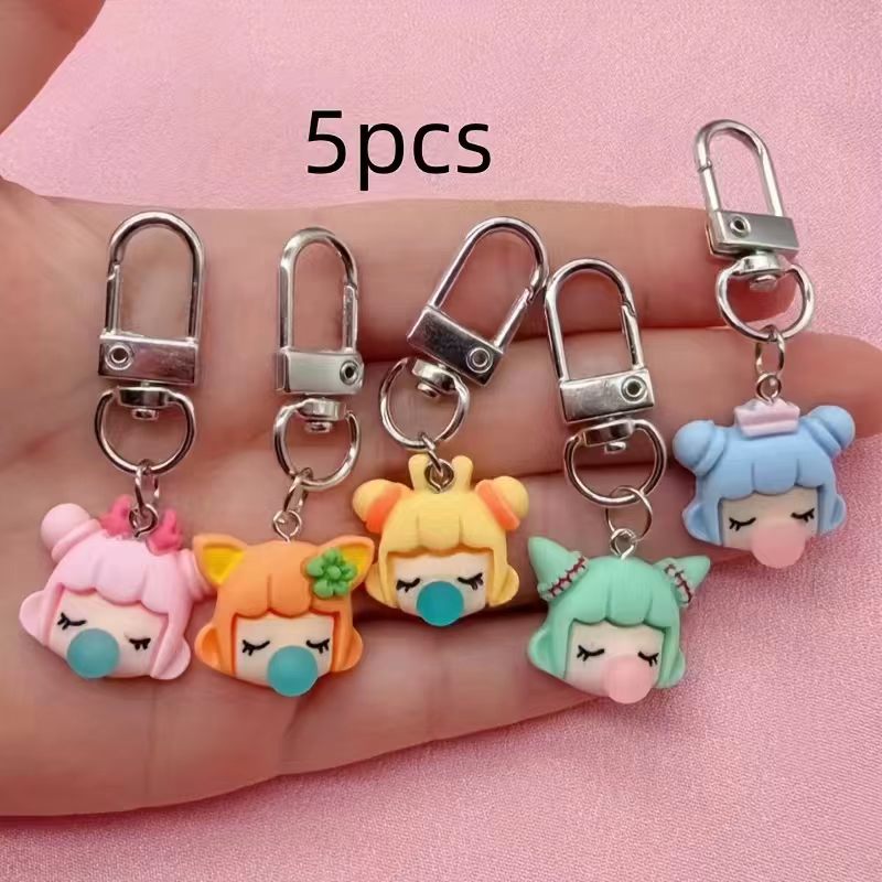 5개입 레진 소녀 열쇠고리, 가방 및 자동차 액세서리에 - Car Accessories Gifts 리뷰 및 가격